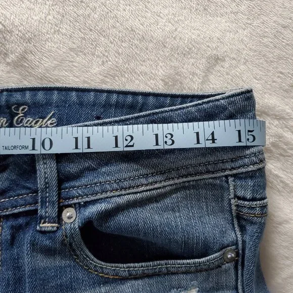 American‎ Eagle Distressed Original Boot Denim Jeans Size 2 Low Rise - Picture 6 of 9